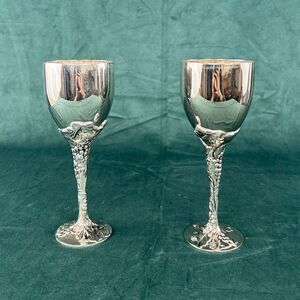 Vintage Godinger Silver Plated Grape Vine Wine Glasses Pair